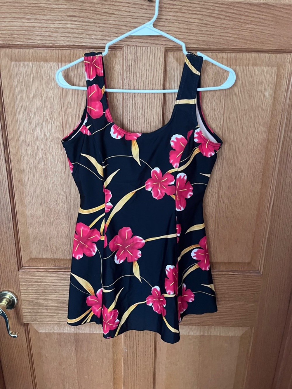 Beachcomber Black Floral Swim Dress with Pink Flowers swimsuit